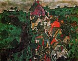 Egon Schiele Canvas Paintings - Krumau Landscape